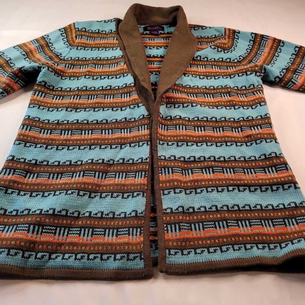 Denim & co. Womens southwest style sweater open front size large (dc1)